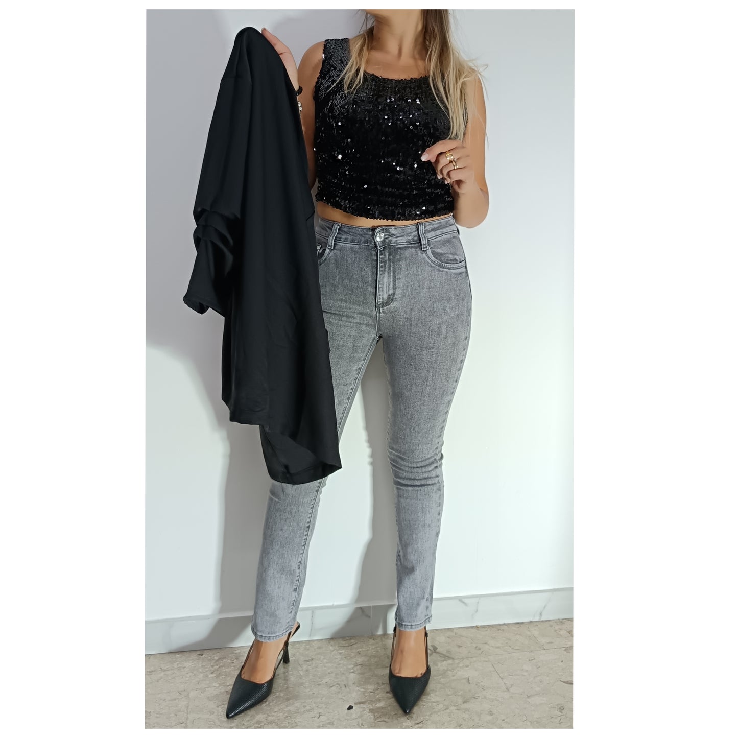 JEANS SKINNY GRIGIO