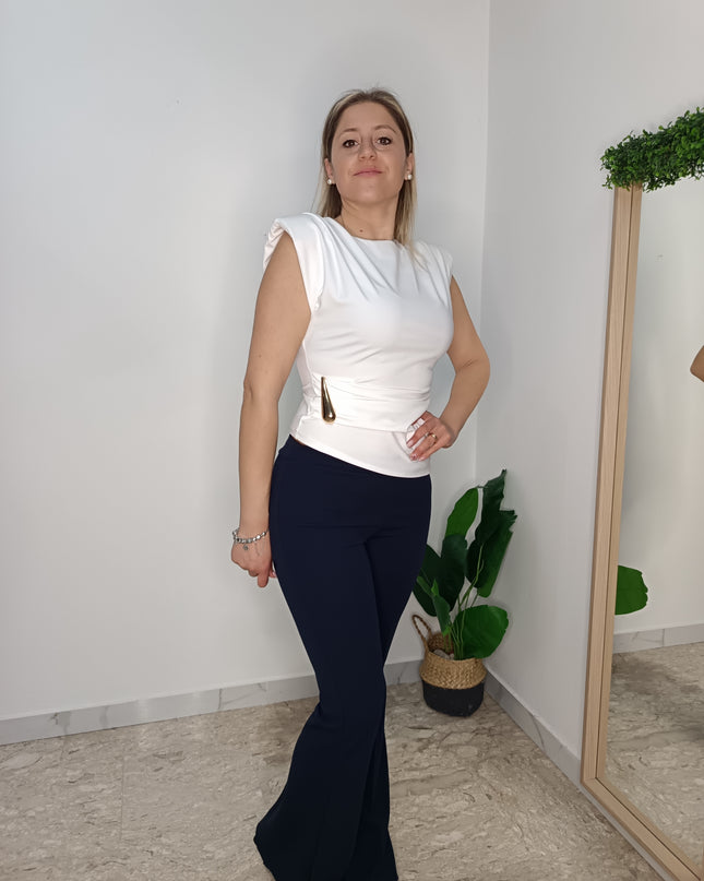 PANTALONI A ZAMPA BLU NOTTE