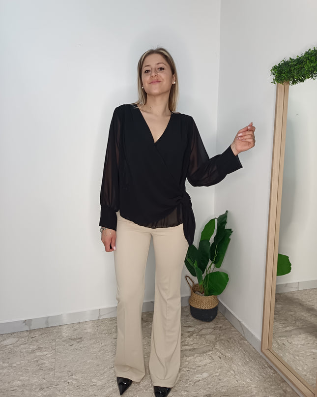 PANTALONI A ZAMPA BEIGE