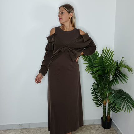 ABITO GEORGETTE MARRONE