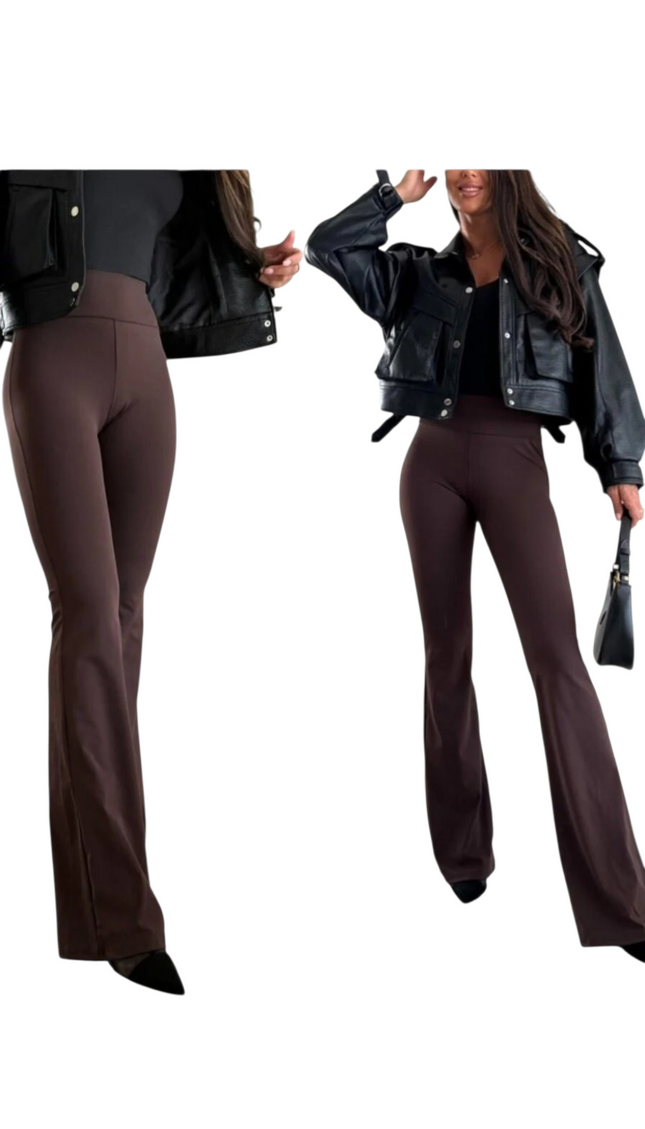 PANTALONI A ZAMPA MARRONI