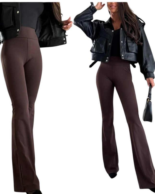 PANTALONI A ZAMPA MARRONI