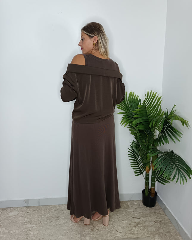 ABITO GEORGETTE MARRONE