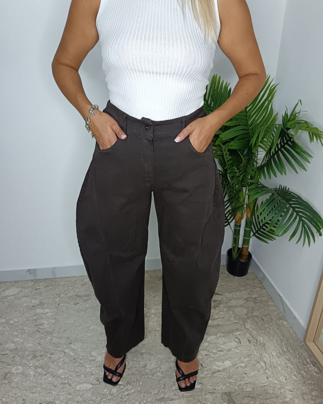 JEANS BALLOON MARRONE