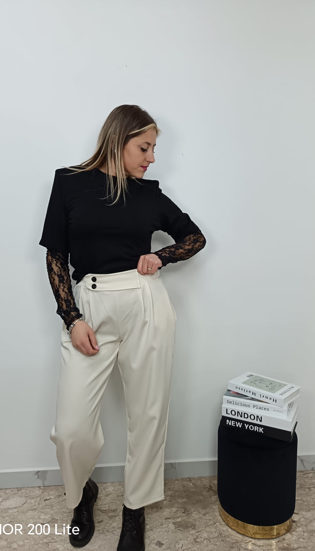 T-SHIRT MANICA IN PIZZO