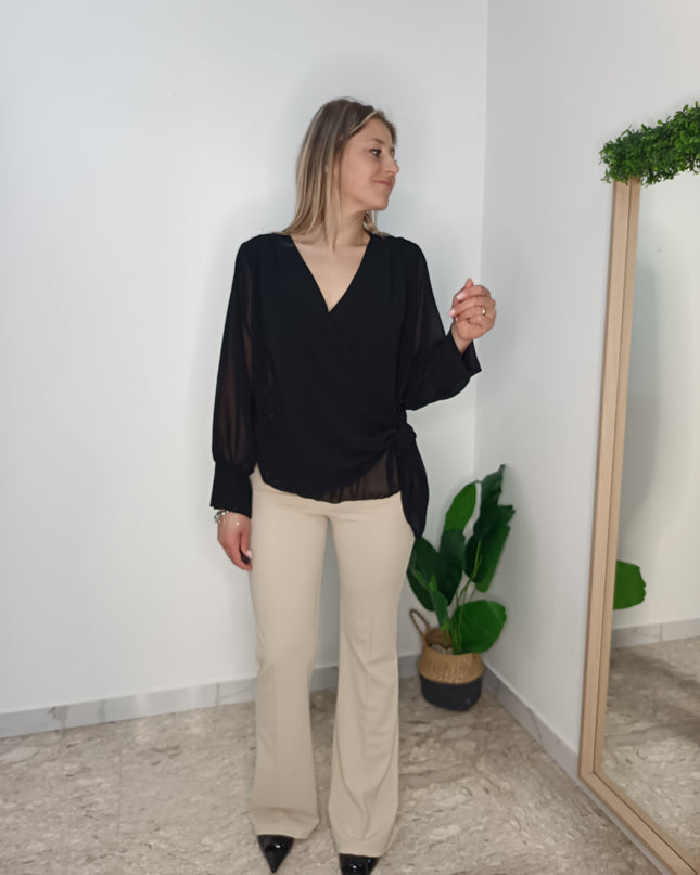 PANTALONI A ZAMPA BEIGE