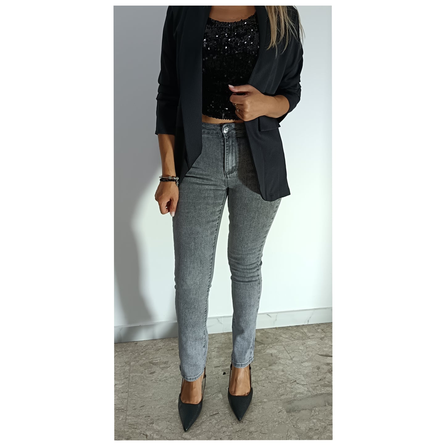 JEANS SKINNY GRIGIO